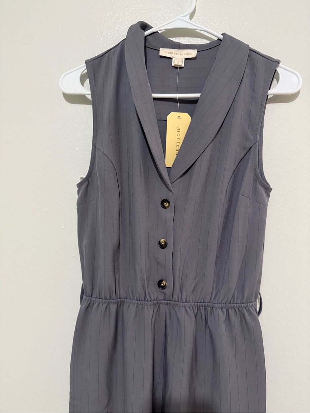 Sleeveless Pinstripe Jumpsuit Dress - Gray